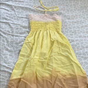 strapless ombré yellow sundress